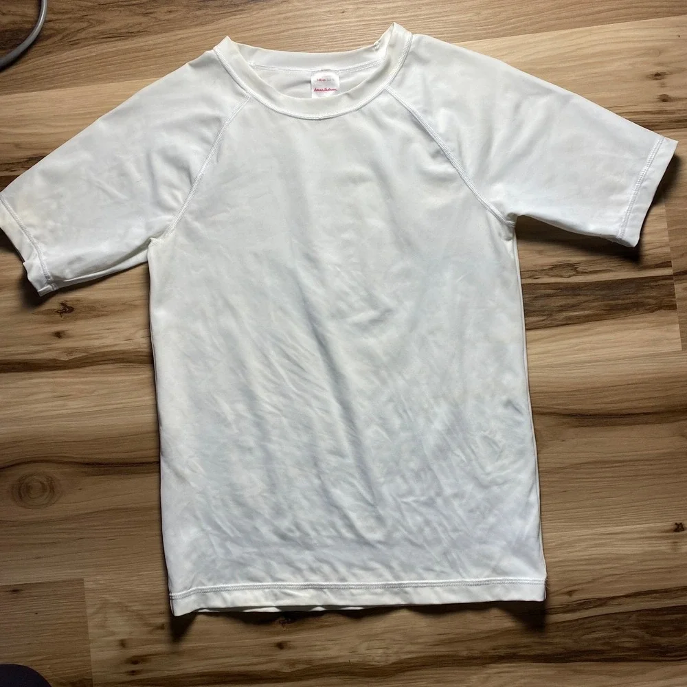 Hanna Andersson Kids White Short Sleeve‎ Rash Guard Swim Shirt Size 150 US 12